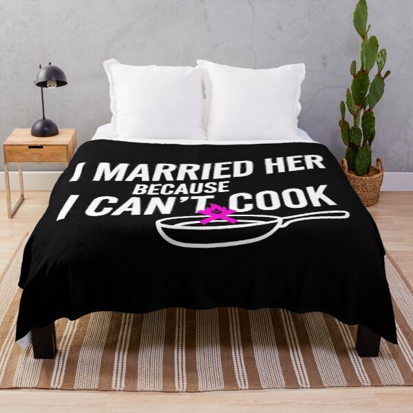 Item preview, I Married Her Because I Can't Cook Minimalist Frying Pan Art designed and sold by SplashTastic.
