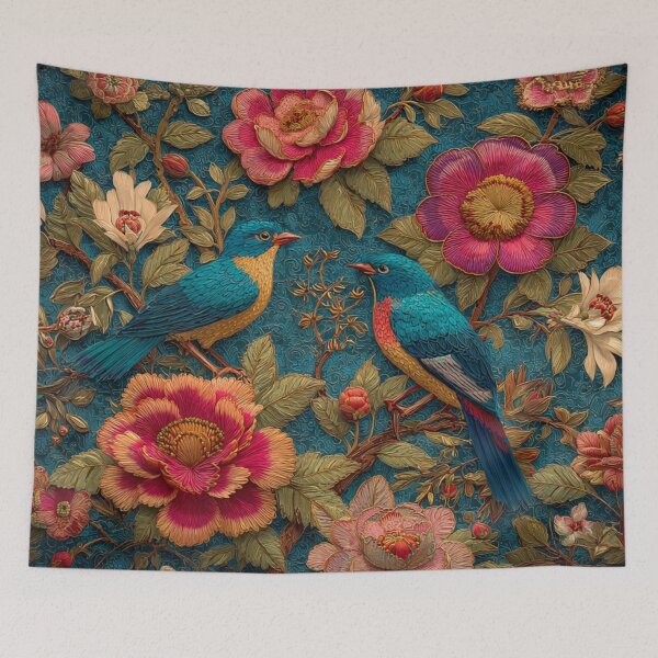 Item preview, Chinese Silk Floral Blue Birds Carpet designed and sold by GrinGalore.