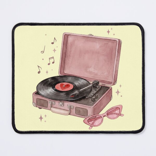 Item preview, Vintage Pink Record Player - Coquette Music Vinyl & Sunglasses Watercolor Art designed and sold by Imaginationbeyond.