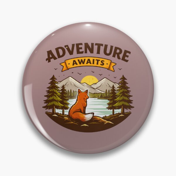 Item preview, Adventure Awaits Fox Illustration, Vintage Nature Art, Mountain Lake Forest Wildlife Design, Wanderlust Travel Graphic designed and sold by Sonia dutta_art.