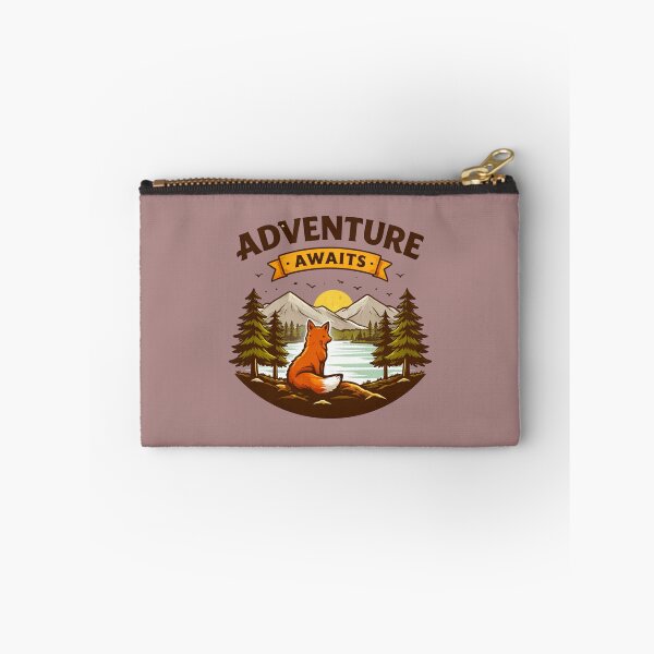 Item preview, Adventure Awaits Fox Illustration, Vintage Nature Art, Mountain Lake Forest Wildlife Design, Wanderlust Travel Graphic designed and sold by Sonia dutta_art.