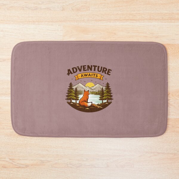 Item preview, Adventure Awaits Fox Illustration, Vintage Nature Art, Mountain Lake Forest Wildlife Design, Wanderlust Travel Graphic designed and sold by Sonia dutta_art.