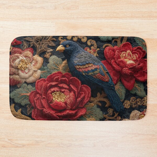 Item preview, Chinese Royal Embroidery Silk Floral Blue Bird Carpet designed and sold by GrinGalore.