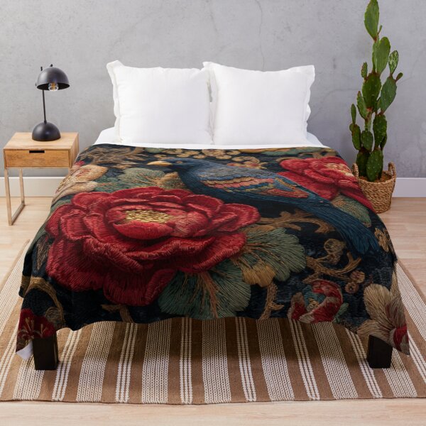 Item preview, Chinese Royal Embroidery Silk Floral Blue Bird Carpet designed and sold by GrinGalore.