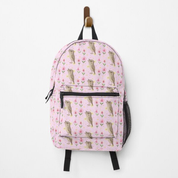 Item preview, Tawny Frogmouth with Flowers – Pink designed and sold by HIMEKARI.