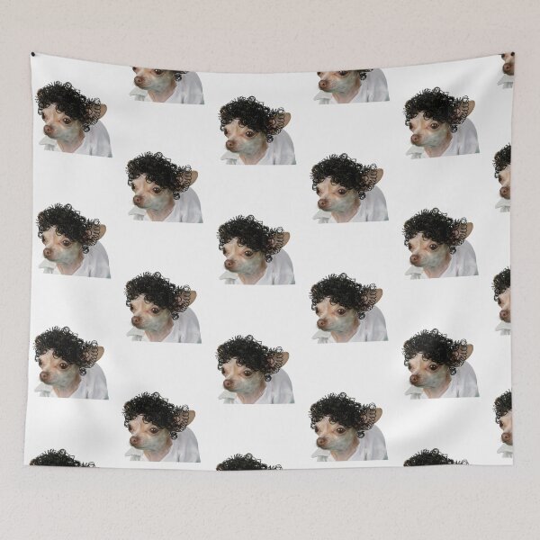 Item preview, a little chihuahua wearing a curly wig designed and sold by unikusa.