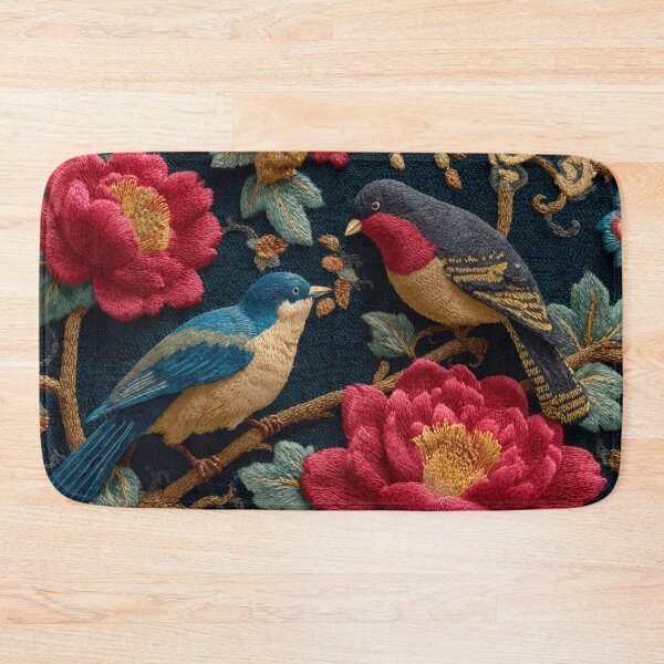 Item preview, Chinese Royal Embroidery Silk Floral 2 Birds Carpet designed and sold by GrinGalore.