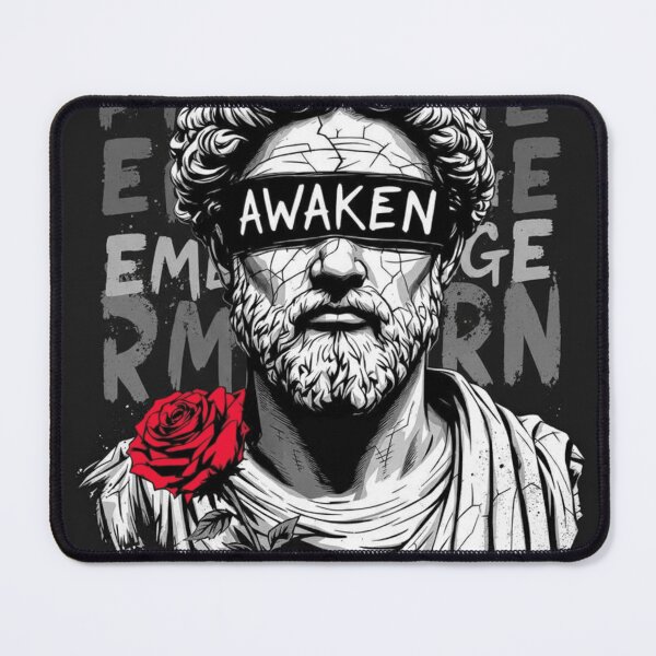 Item preview, Awaken Rise Anew – Dark Motivational Art | Statue Portrait with Rose designed and sold by MajaaMachi.
