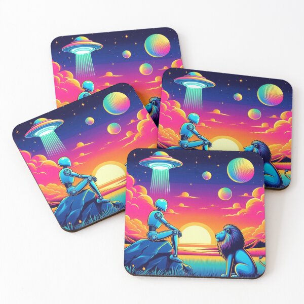 Item preview, Cosmic Encounter – Robot & Lion at Sunset designed and sold by Dogandesighn.