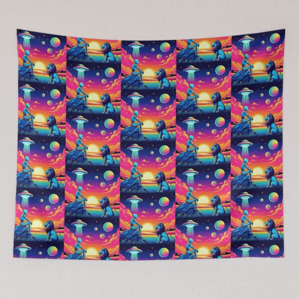 Item preview, Cosmic Encounter – Robot & Lion at Sunset designed and sold by Dogandesighn.