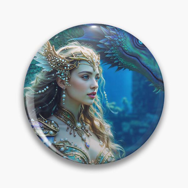 Item preview, Ocean Empress – Water Elemental Warrior Queen with Majestic Sea Dragon Companion | Fantasy Mermaid Goddess AI Art designed and sold by SunsetAngelsAI.