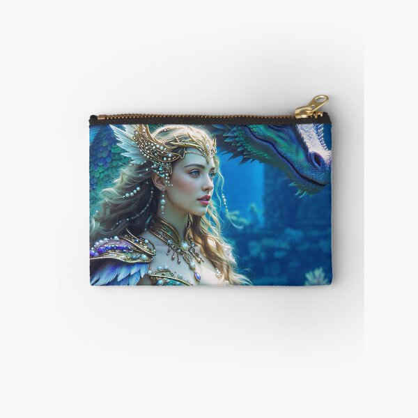 Item preview, Ocean Empress – Water Elemental Warrior Queen with Majestic Sea Dragon Companion | Fantasy Mermaid Goddess AI Art designed and sold by SunsetAngelsAI.