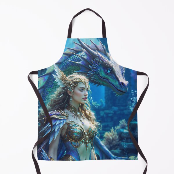 Item preview, Ocean Empress – Water Elemental Warrior Queen with Majestic Sea Dragon Companion | Fantasy Mermaid Goddess AI Art designed and sold by SunsetAngelsAI.