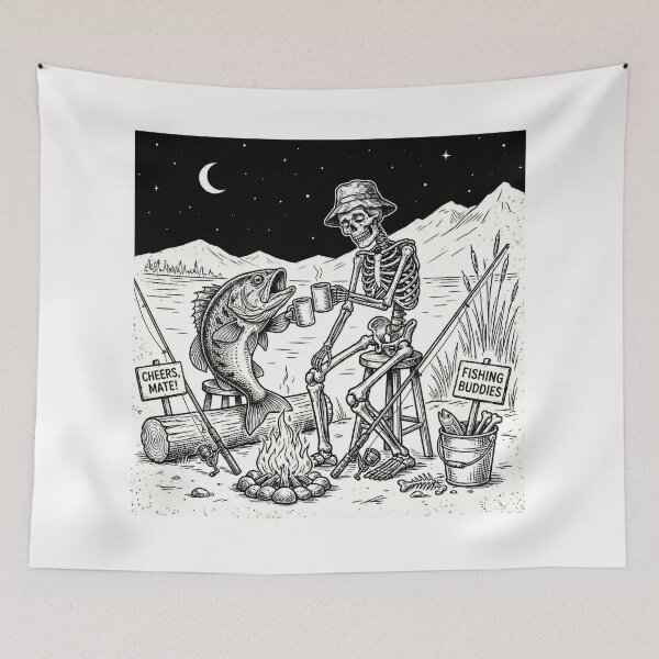 Item preview,  Skeleton Fisherman Retro Fishing designed and sold by EverBranz-stor.