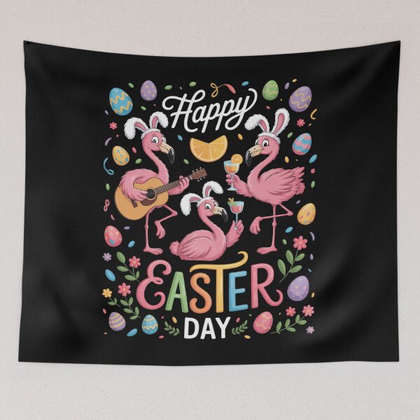 Item preview, Three Cute Bunny Flamingos Party Easter Eggs Basket designed and sold by CruelShadesSt.