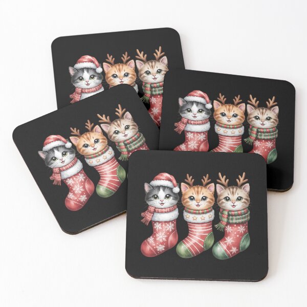 Item preview, Meowy Christmas Cat Cute Cats with Santa Claus Hat Happy New Year Cat Lovers designed and sold by FaithAbbott.