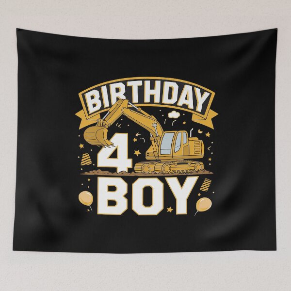 Item preview, Birthday Boy 4th Birthday Excavator Construction Vehicle  designed and sold by MarkLeedsArt.
