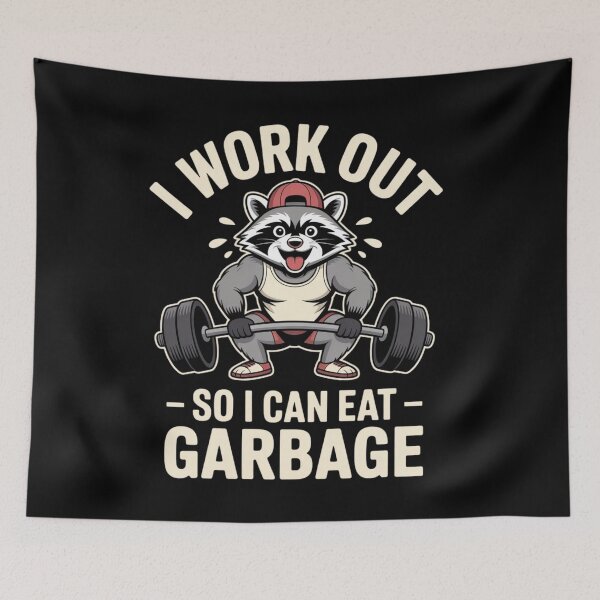 Item preview, I Work Out So I Can Eat Garbage, Funny Gym Raccoon Workout, Fitness Humor Animal for Gym Lovers. designed and sold by NewaveBoutique.