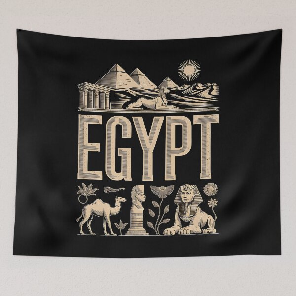 Item preview, mystical cat - ancient egypt cats - travel egypt - egypt souvenir - cairo trip - pyramids adventure - wanderlust egypt - world traveler - geometric art - symmetrical design - egypt pattern designed and sold by JansenGS.