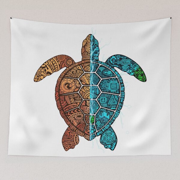 Item preview,  Cyberpunk Nature Tribal Tech Split Sea Turtle designed and sold by zoughlal.