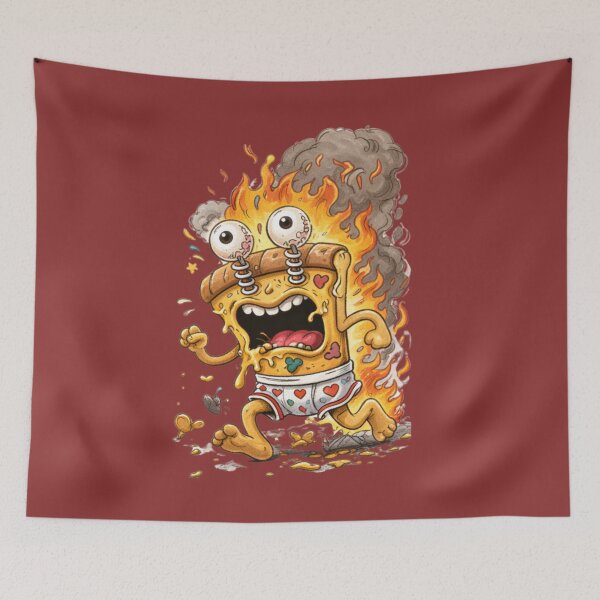 Item preview, Unhinged Pizza Cartoon – Chaotic Ugly Food Character designed and sold by Ivy-Triggs.