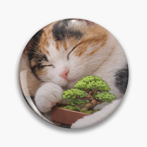 Item preview, Calico Cat Hugging a Tiny Bonsai While Sleeping designed and sold by bonsai-samurai.