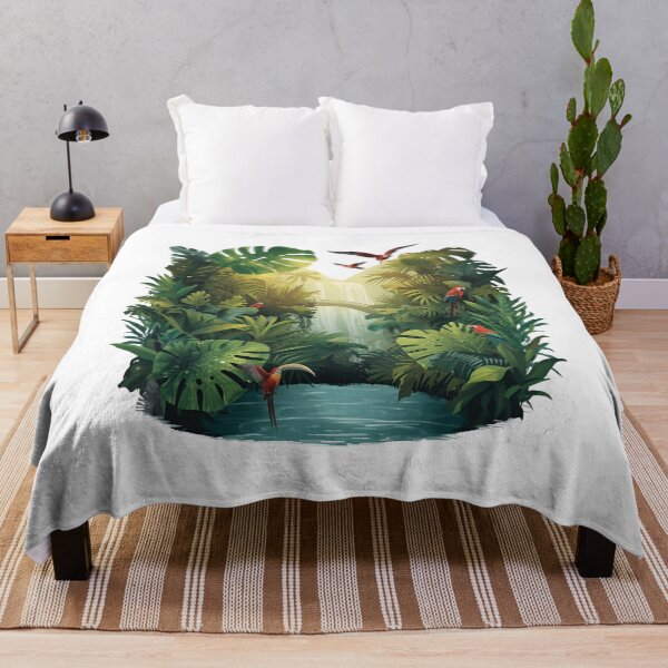 Item preview, Golden Canopy – Tropical Jungle Scene Illustration designed and sold by catcurio.