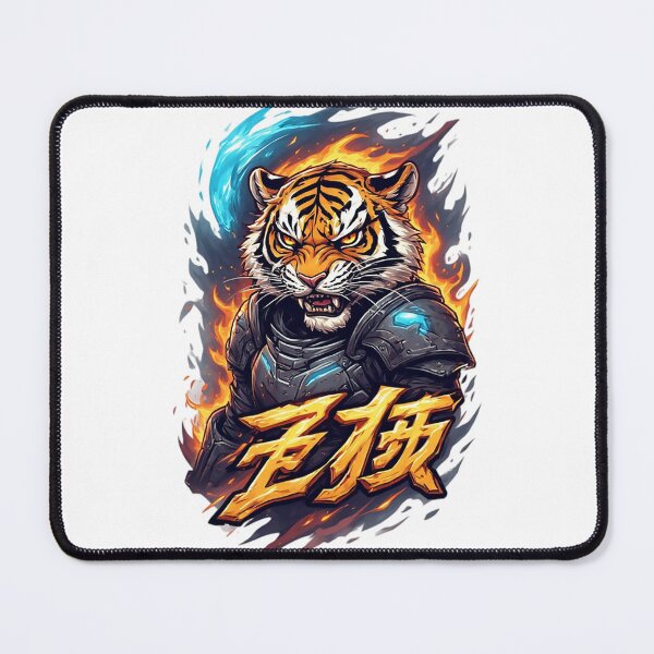 Item preview, Ferocious Armored Tiger Amidst Elemental Flames designed and sold by newvisionart191.