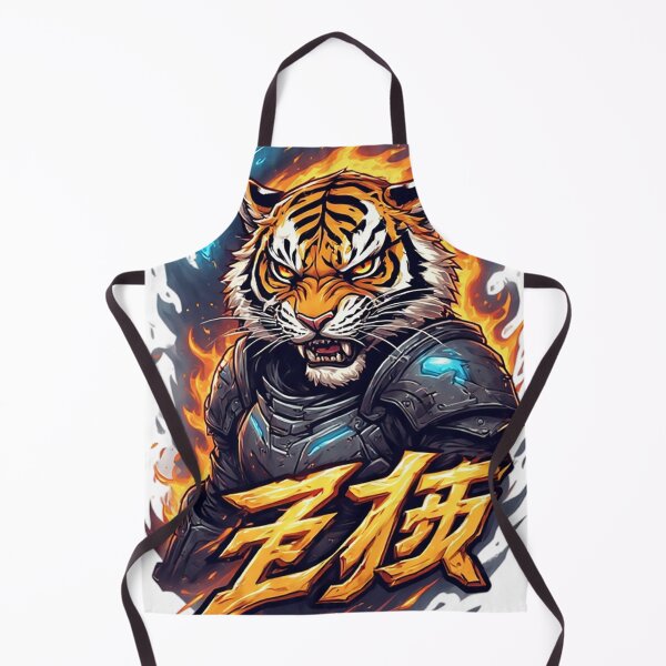 Item preview, Ferocious Armored Tiger Amidst Elemental Flames designed and sold by newvisionart191.