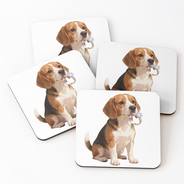 Item preview, Cute Proposal Dog Illustration – Valentine Engagement Ring Art designed and sold by BlueYasmine.
