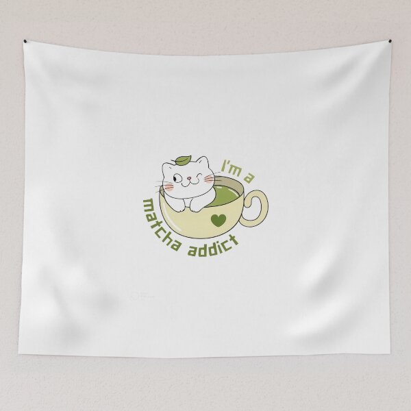Item preview, I’m a Matcha Addict Cute Black Cat – Kawaii Tea Lover Aesthetic designed and sold by BlossomPixel.