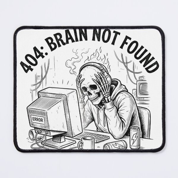 Item preview, Funny Skeleton Programmer 404 Brain Not Found Retro Humor designed and sold by EverBranz-stor.
