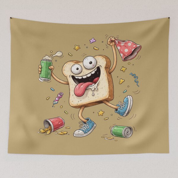 Item preview, Unhinged Bread Cartoon – Chaotic Ugly Food Character designed and sold by Ivy-Triggs.