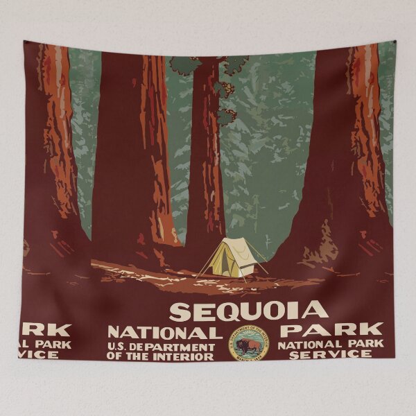 Item preview, Sequoia National Park Camping Among Giant Trees Travel Poster : Vintage Nature designed and sold by artofuniverse.
