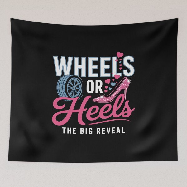 Item preview, Wheels or Heels The Big Reveal Boys Girl Gender Reveal Baby  designed and sold by VerseFarm.