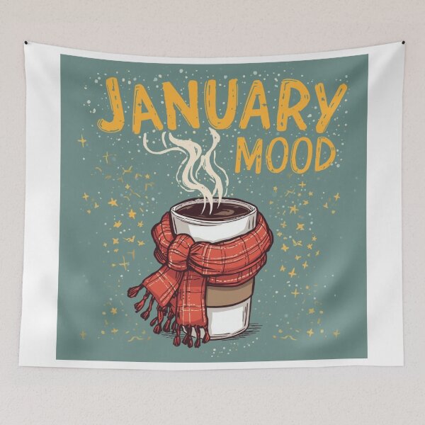Item preview, January Mood – Cozy Coffee Mug with Scarf Winter Sticker designed and sold by goluz.