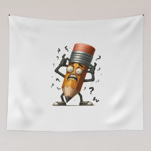 Item preview, Stressed Overthinking Pencil Character Retro Design designed and sold by LunaPixelStudio.