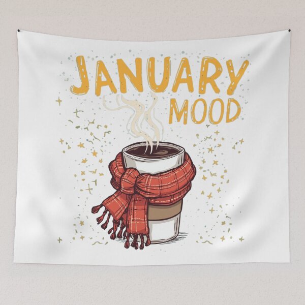 Item preview, January Mood – Cozy Coffee Mug with Scarf Winter Sticker designed and sold by goluz.