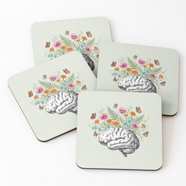 Item preview, Floral Brain Anatomy Side Profile – Watercolor Wildflowers & Mental Health Art designed and sold by MarCinu Art.