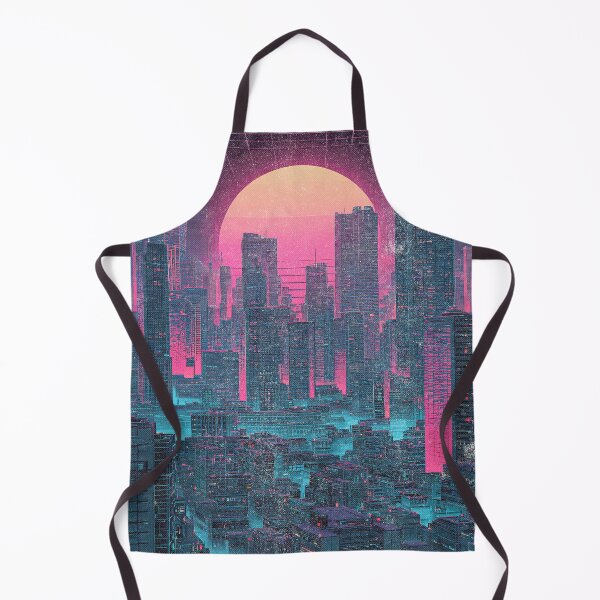 Item preview, Neon City at Sunset – Retro Futuristic Skyline designed and sold by DoodleMoodSpace.