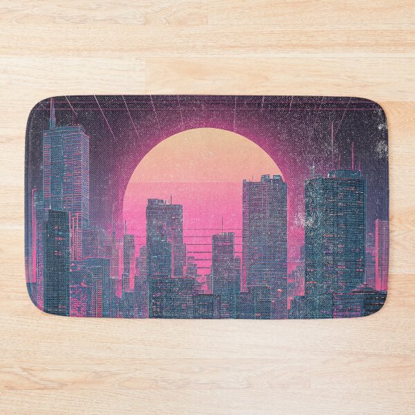 Item preview, Neon City at Sunset – Retro Futuristic Skyline designed and sold by DoodleMoodSpace.