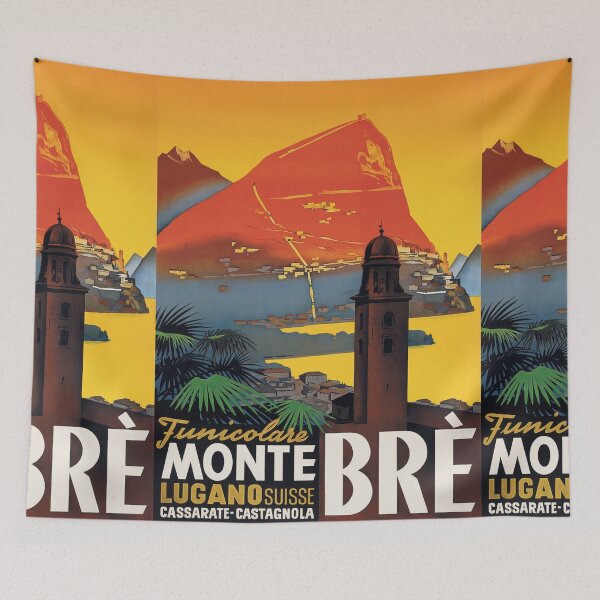 Item preview, Funicolare Monte Brè Mountain Lake Landscape Bell Tower Travel Poster : Vintage Advertisement designed and sold by artofuniverse.