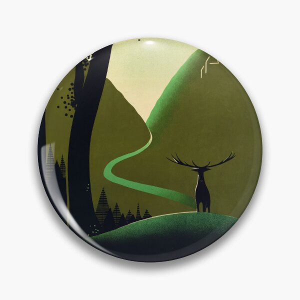 Item preview, Visitez Lardenne Stylized Forest Landscape Deer Silhouette Travel Poster : Vintage Artwork designed and sold by artofuniverse.
