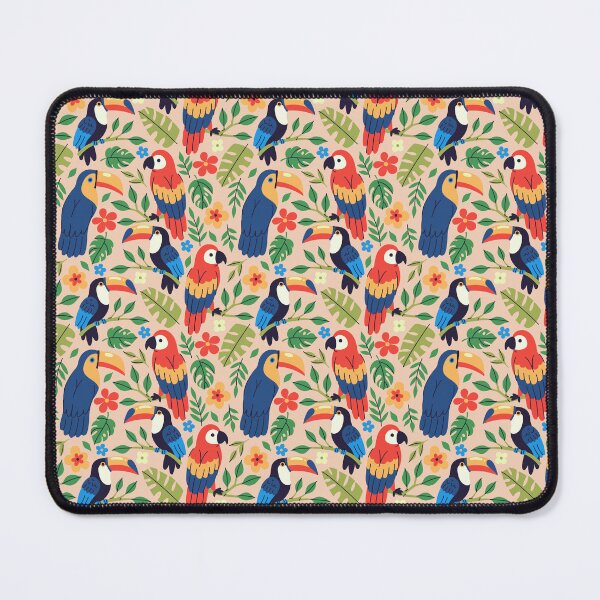Item preview, toucans and parrots and tropical flowers and leaves designed and sold by burbura.