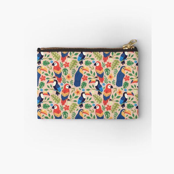 Item preview, toucans and parrots and tropical flowers and leaves designed and sold by burbura.