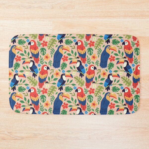 Item preview, toucans and parrots and tropical flowers and leaves designed and sold by burbura.