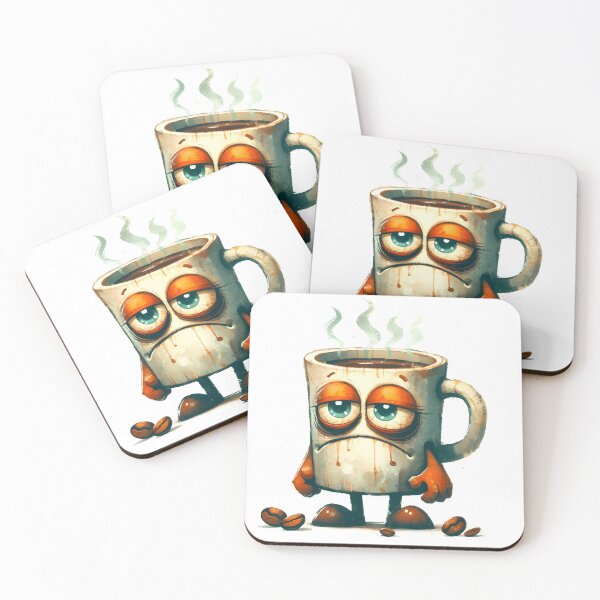 Item preview, Sleepy Coffee Mug Watercolor Character Art designed and sold by LunaPixelStudio.