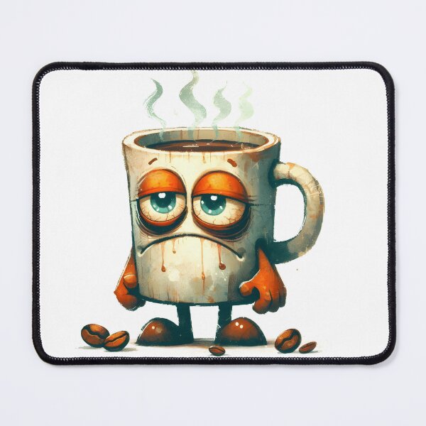 Item preview, Sleepy Coffee Mug Watercolor Character Art designed and sold by LunaPixelStudio.