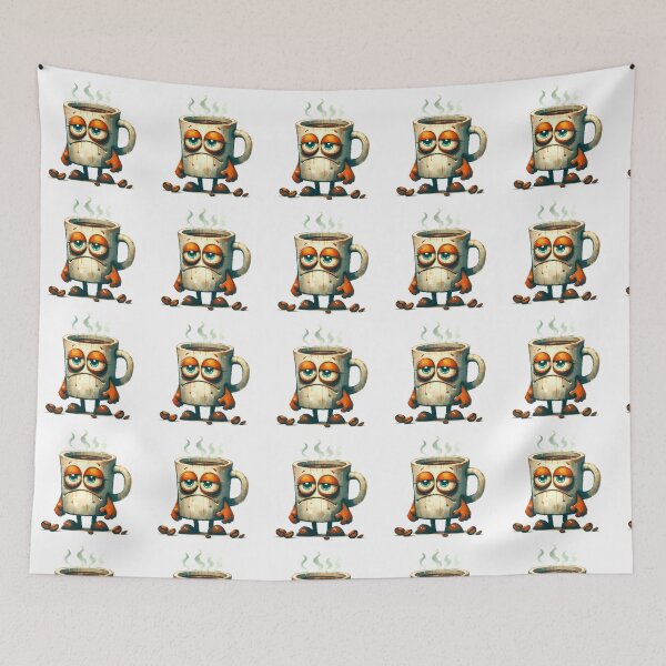Item preview, Sleepy Coffee Mug Watercolor Character Art designed and sold by LunaPixelStudio.