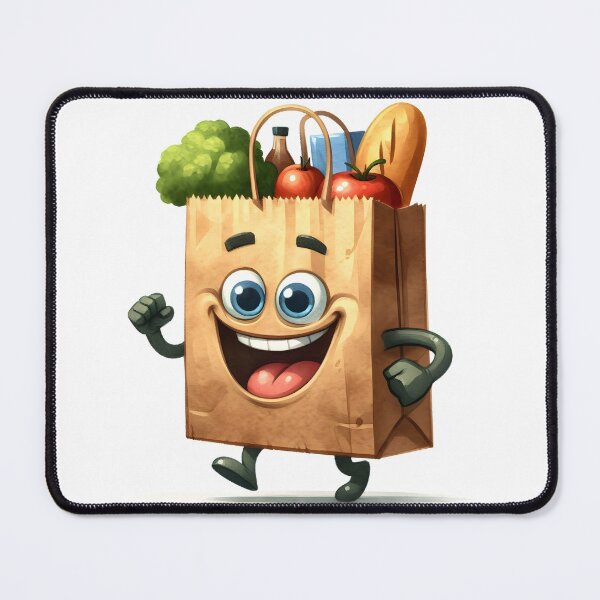 Item preview, Happy Grocery Bag Watercolor Character Design designed and sold by LunaPixelStudio.